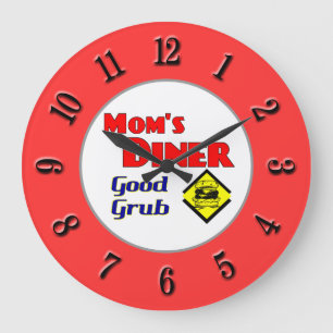 Grande Relógio de Cozinha Vermelha com Dinheiro Mãe