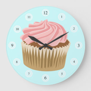 Grande Relógio de Cupcake rosa