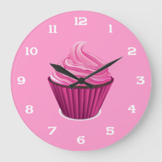 Grande Relógio de Cupcake rosa
