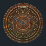 Grande Relógio de Decodificação de Arte Estúpida Antiguam<br><div class="desc">Antiguamente Retro Steampunk Rusty Art Deco Clock em todos os tons de marrom,  rosa,  laranja e ouro. Você pode personalizá-lo com seu nome ou deixá-lo vazio</div>
