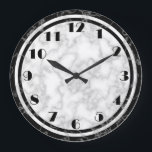 Grande Relógio de Decodificação de Arte Negra e Branca<br><div class="desc">relógio do estilo Art Deco com padrão de mármore preto e branco</div>