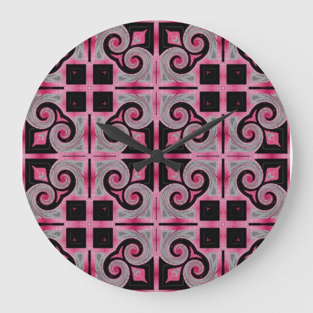 Grande Relógio de Design de Couro Rosa Geometrix (Frente)