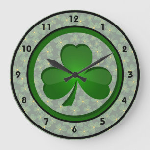 Grande Relógio de Design de Shamrock