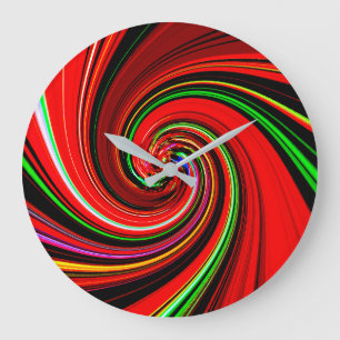 Grande Relógio de Design do Vortex Vermelho