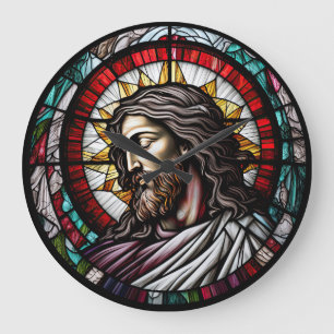 Grande Relógio de Design Jesus de Vidro Estreito