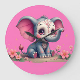 Grande Relógio de Elefante Rosa