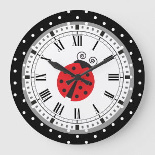 Grande Relógio de Estilo Retroativo de Ladybug da bolinha