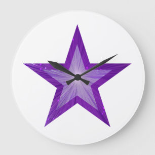 Grande Relógio de estrelas roxas, branco