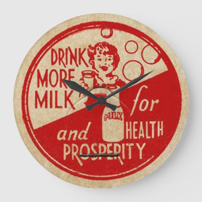 Grande Relógio de Frasco de Leite Vintado (Frente)