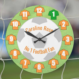 Grande Relógio de Futebol - Camisas Laranja Douradas