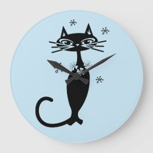 GRANDE RELÓGIO DE GATO RETRO ATÔMICO