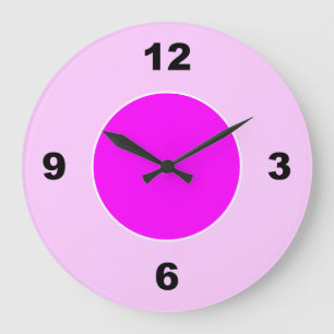Grande Relógio de grandes números negros, cor-de-rosa cla