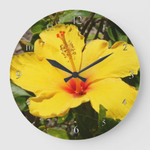 Grande Relógio de Hibiscus Amarelo
