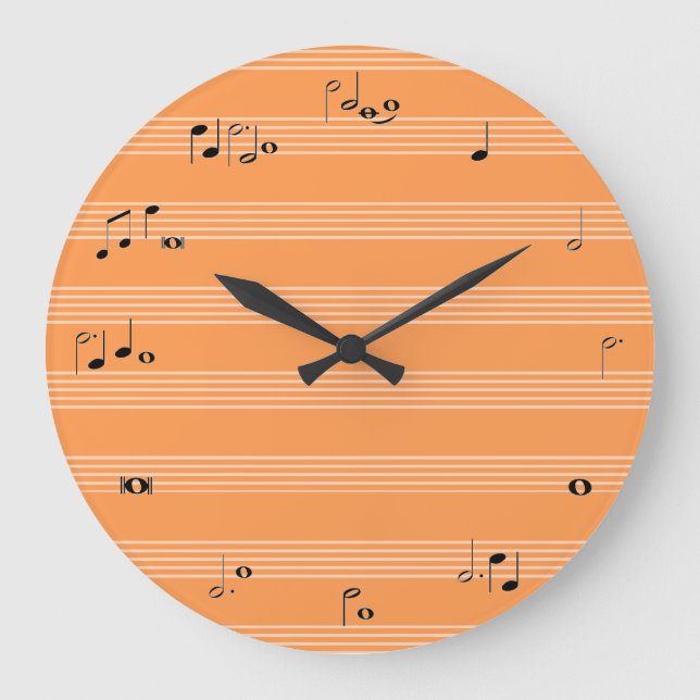Grande Relógio de hora do músico - laranja e branco (Frente)