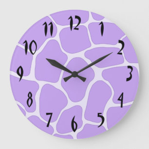 Grande Relógio de Impressão de Girafa Lavanda de 