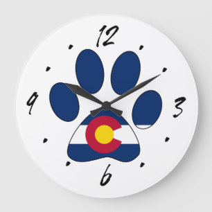 Grande Relógio de impressão de pata do Colorado flag