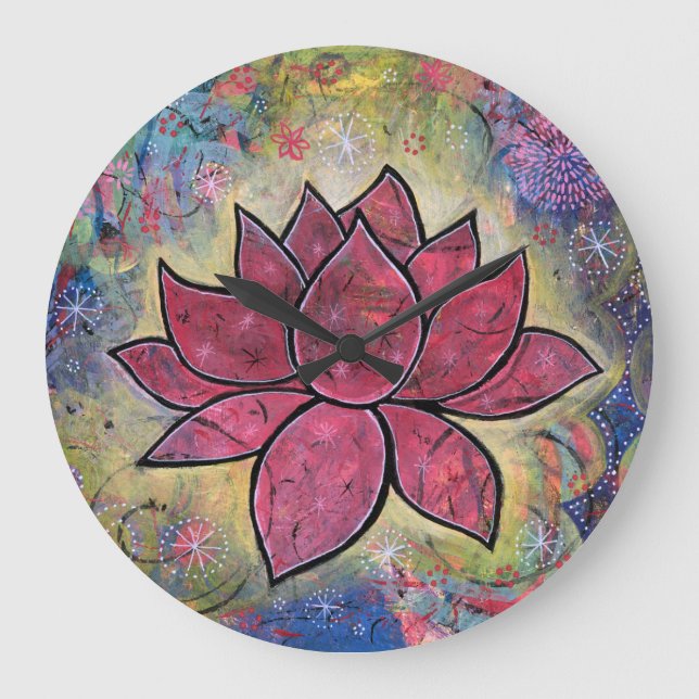 Grande Relógio de Lotus Colorido e Pacífico (Frente)