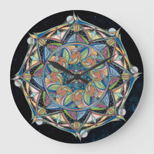 Grande Relógio de Mandala Multicoloração Boho