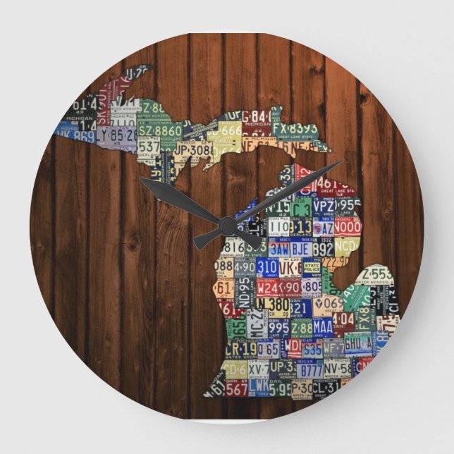 Grande Relógio de Mapa de Placas de Michigan (Frente)