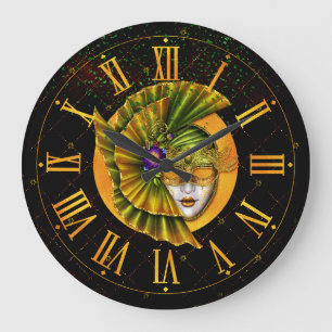 Grande Relógio de Mardi Gras, Máscara de Ouro Verde do Ca