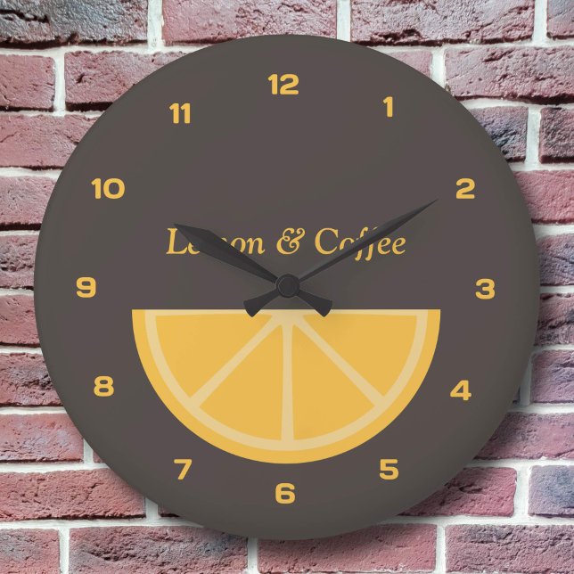 Grande Relógio de meia fatia de limão com números (Lemon Half-Slice Clock with Numbers)