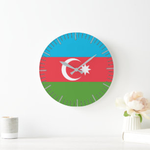 Grande Relógio de Muro com Bandeira do Azerbaijão