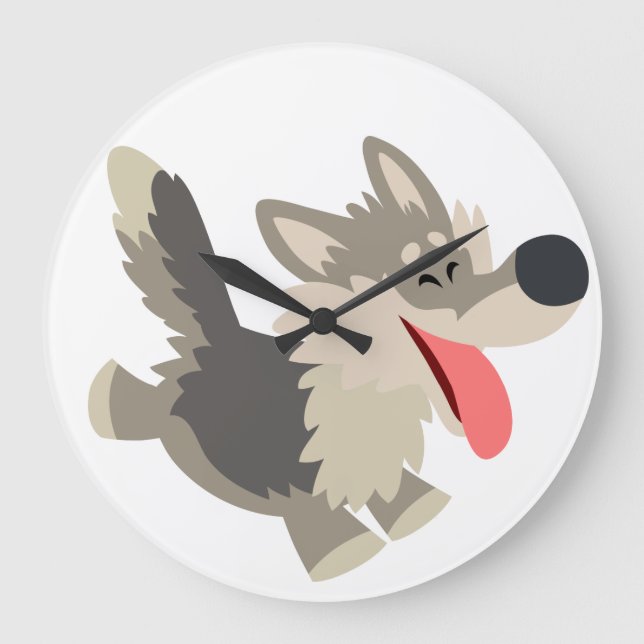 Grande Relógio de Muro de Lobo de Cartoon Gelado (Frente)