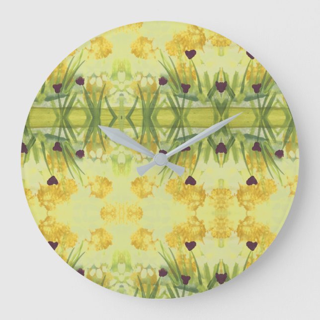 Grande Relógio de Na moda com Corações Roxos (Frente)