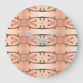 Grande Relógio de na moda com coral e preto-tinta