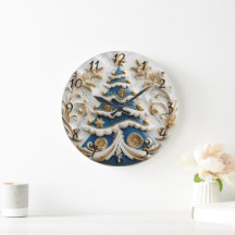 Relógio de Natal com árvore.