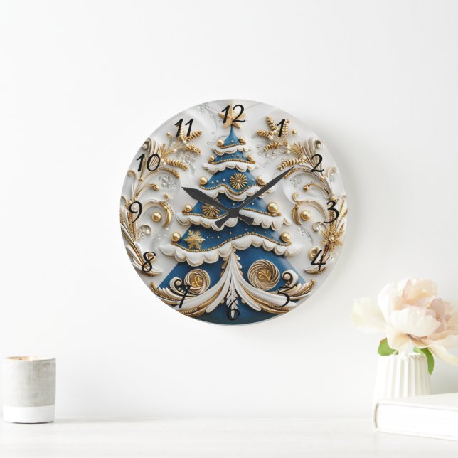 Grande Relógio de Natal com árvore. (Lar)