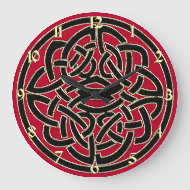 Grande Relógio de Nó Celular Vermelho Preto e Dourado (Frente)
