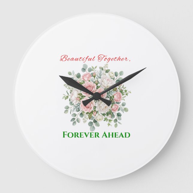Grande Relógio de Noiva com Flores Elegantes (Frente)