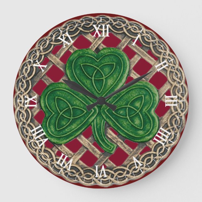 Grande Relógio de Numerais Romanos do Shamrock & Celtic V (Frente)