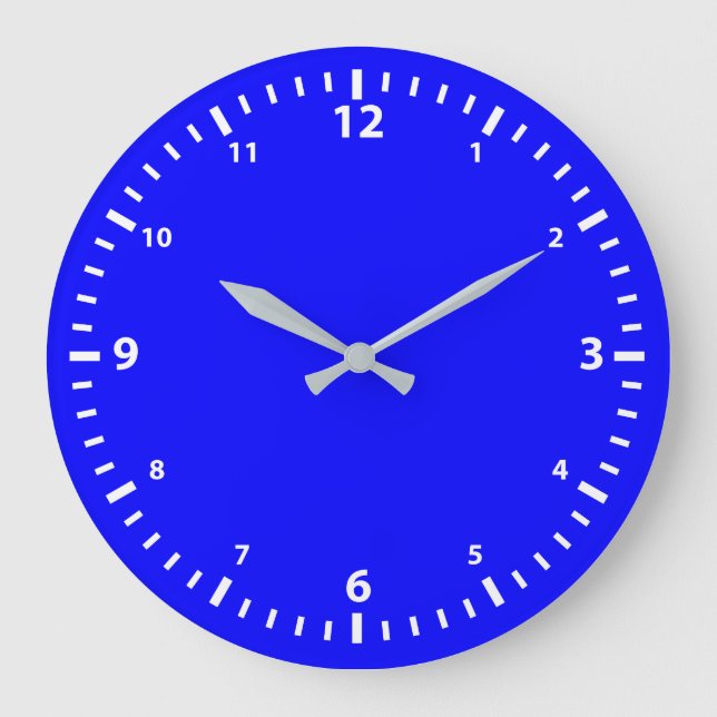 Grande Relógio de Número Branco no Azul (Frente)