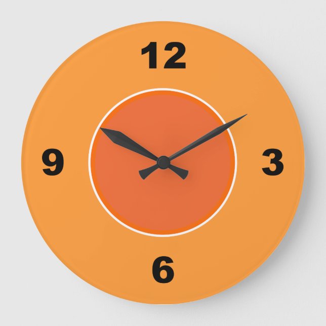 Grande Relógio de Números Pretos Grandes Laranja de Dois  (Frente)
