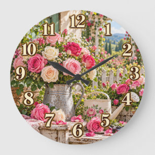 Grande Relógio de País de Jardim de Rosas Romântico