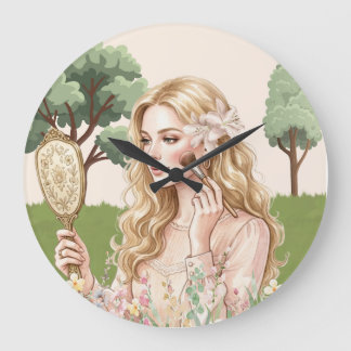 Grande Relógio de Parede, 10" Mulheres pastel natural vin