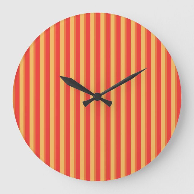 Grande Relógio de Parede: Laranja, Vermelho e Amarelo (Frente)