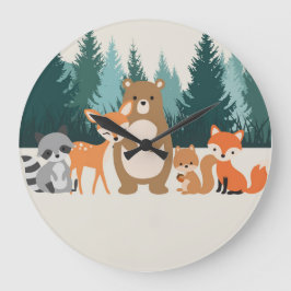 Grande Relógio de paredes de animais de madeira