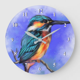 Grande Relógio de pintura de pássaros de Kingfisher