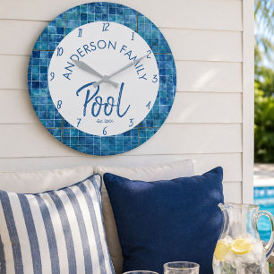 Grande Relógio de Piscina Personalizado para Família Deco