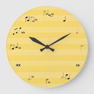 Grande Relógio de ponto da nota da música - amarelo