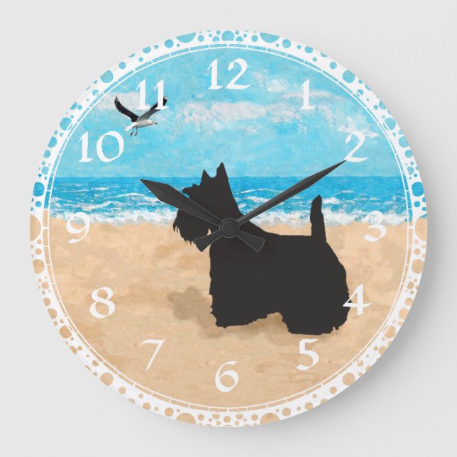 Grande Relógio de Praia do Scottish Terrier (Frente)