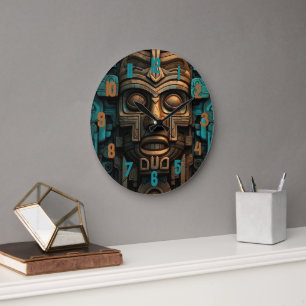 Grande Relógio de Quadro de Madeira Negro redondo