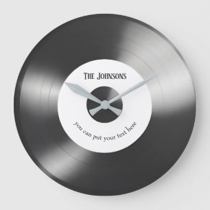 Grande Relógio de recorde de música vinil - Preto persona