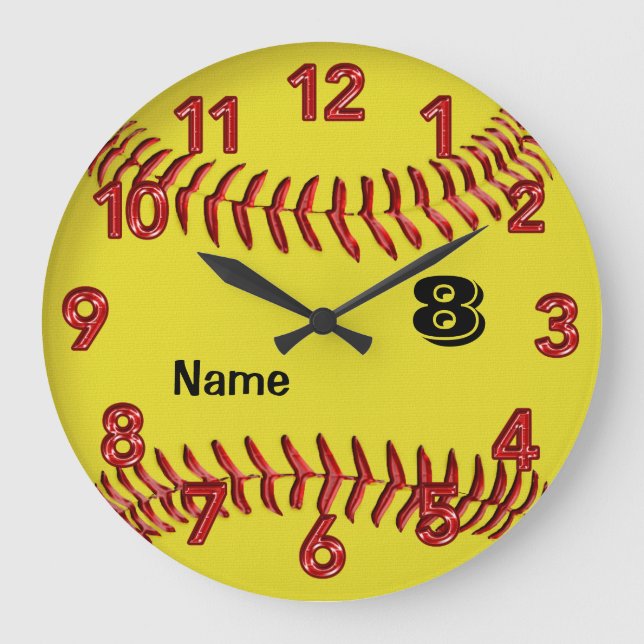 Grande Relógio de Softball Personalizado com NÚMERO e NOM (Frente)