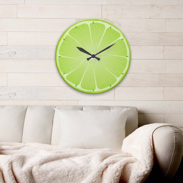 Grande Relógio Divertido da Festa Lime Time (Spruce up your space with our vibrant green Lime Time Clock from Zazzle! )