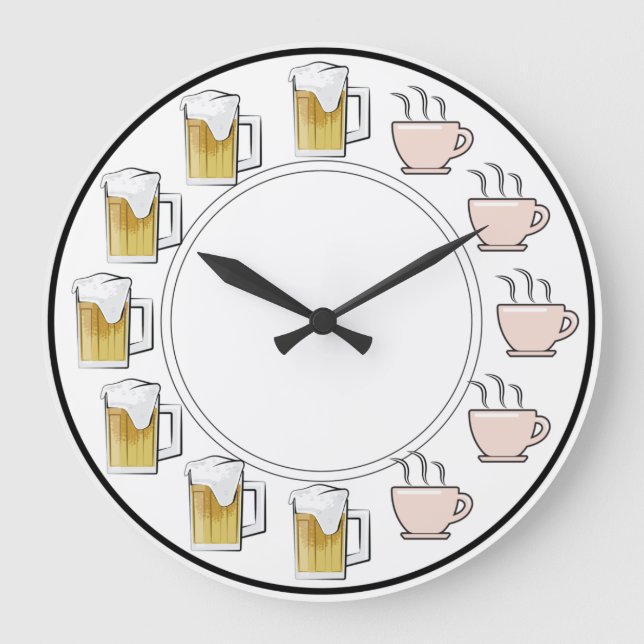Grande Relógio Divertido de Cerveja e Café  (Frente)