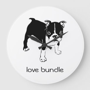Grande Relógio do Conjunto de Amor do Cachorrinho Bulldog